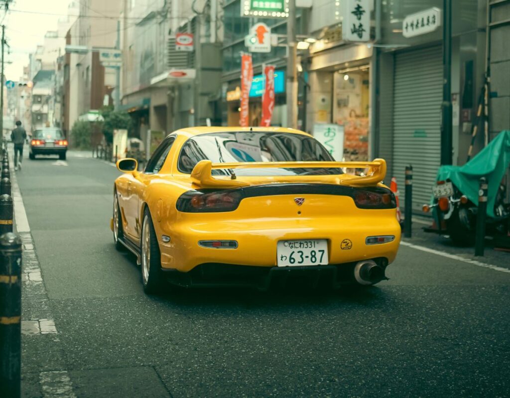 Yellow JDM Mazda RX-7 FD