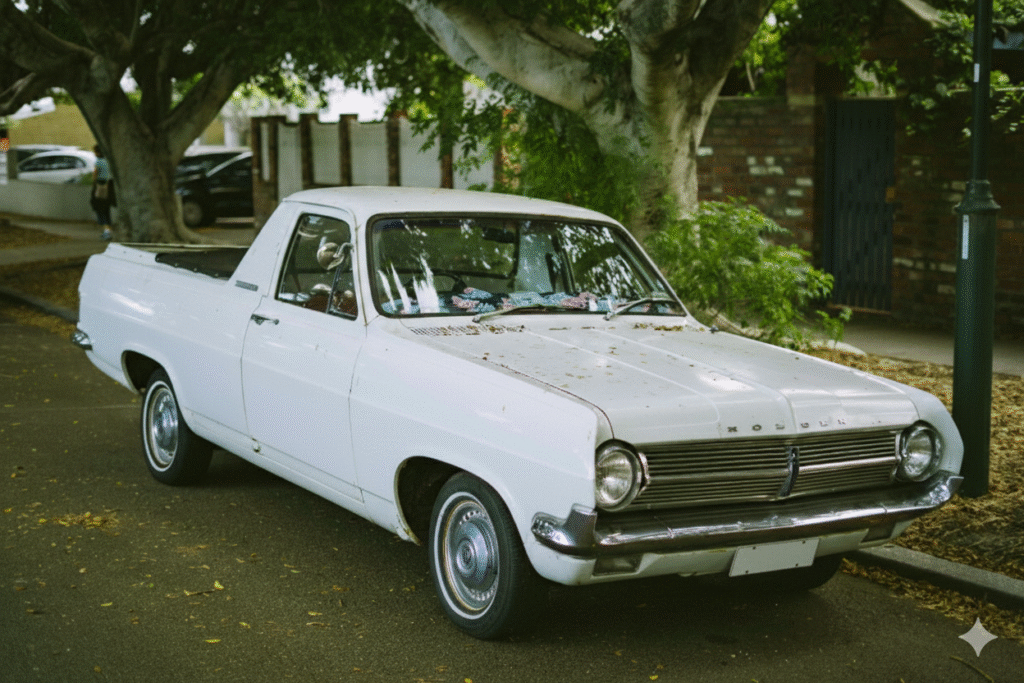 a white holden car