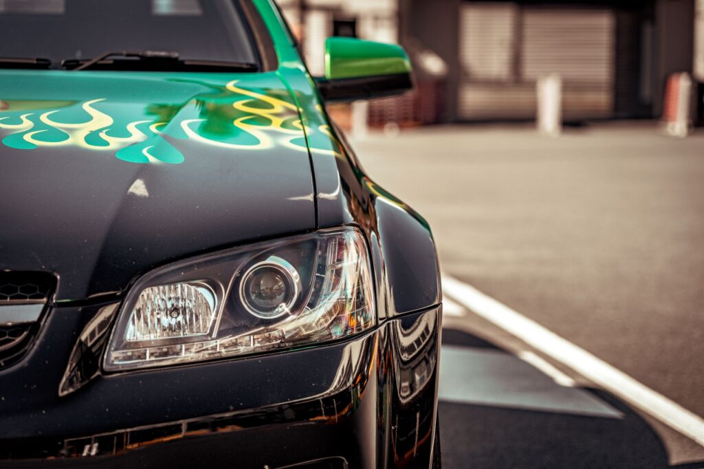 Gold Coast, QLD, Australia - Jul 21, 2024: Chevrolet Lumina SSV Ute (based on Holden Commodore SS) headlight