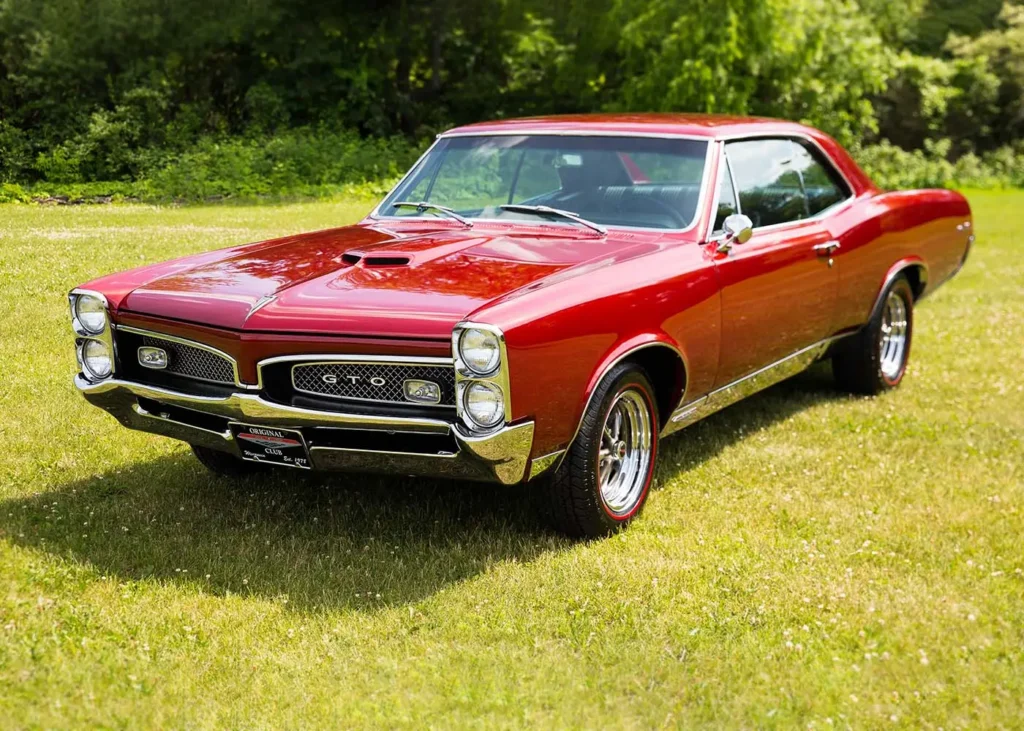 Picture of a red Pontiac GTO